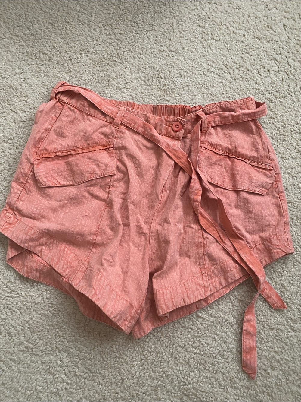 Free People High-Waist Tie-Front Linen Shorts M